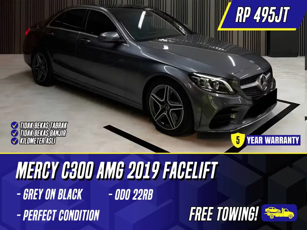 Mercedes Benz C300 AMG 2019 Facelift Grey on Black Abu-abu Abu Mercy