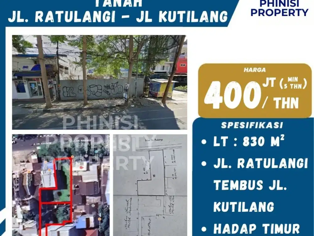 JUAL / SEWA TANAH STRATEGIS JL. RATULANGI – TEMBUS JL. KUTILANG