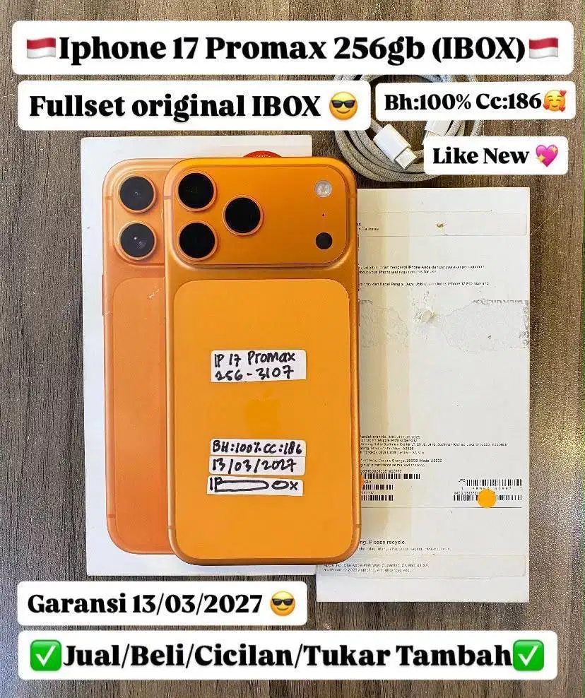 Iphone 17 Promax 256 Gb Cosmic Orange Ibox bisa cicilan tanpa dp