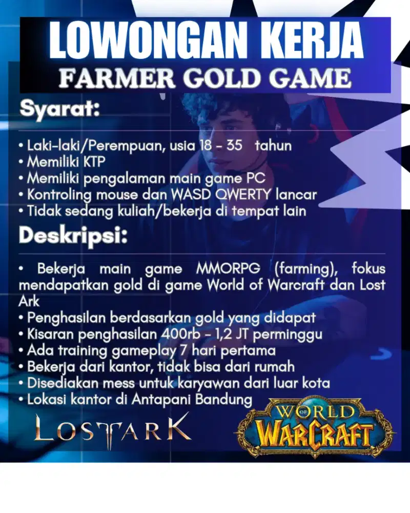 LOWONGAN KERJA GAMER