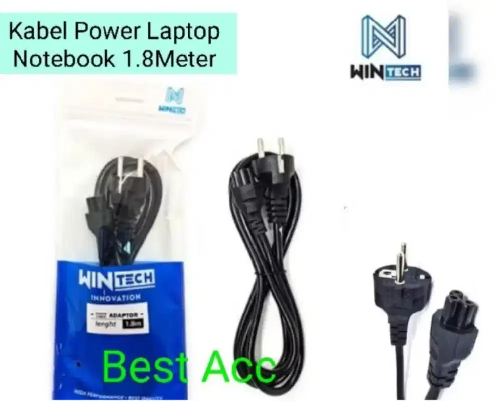 Kabel power Notebook laptop Colokan 3 lubang 1.8Meter Wintech premium