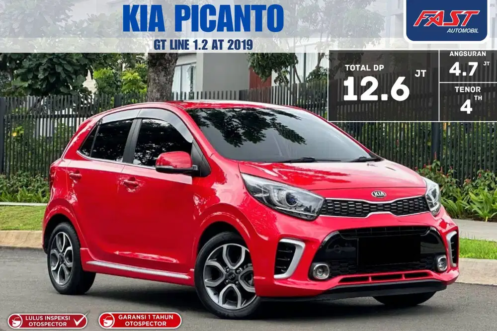 DP 12JT KIA PICANTO GT LINE 1.2 AT 2019 SUNROOF KM.68RB PAJAK PANJANG