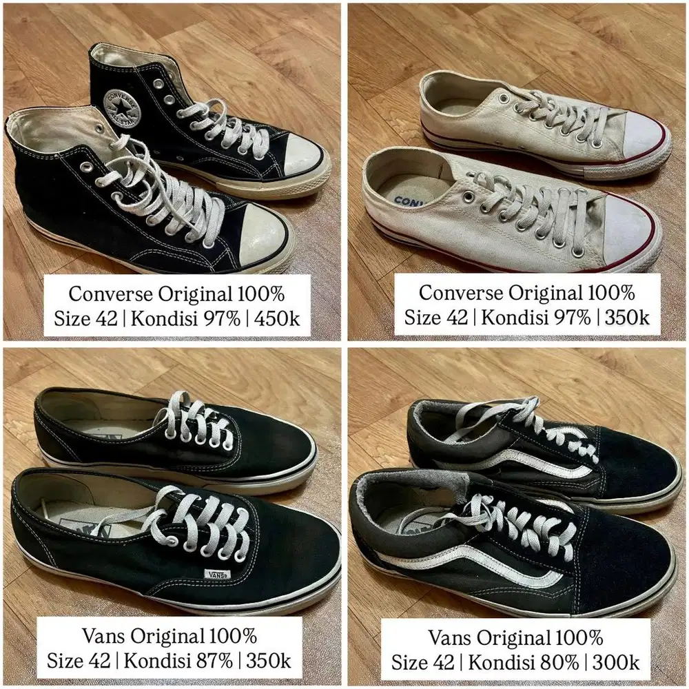Sepatu Convers dan Vans