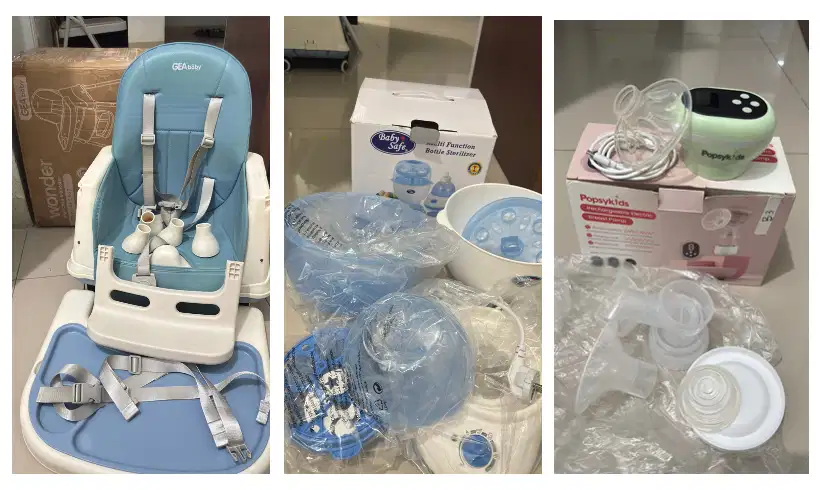 Kursi maka bayi, Sterilizer, Pompa ASI