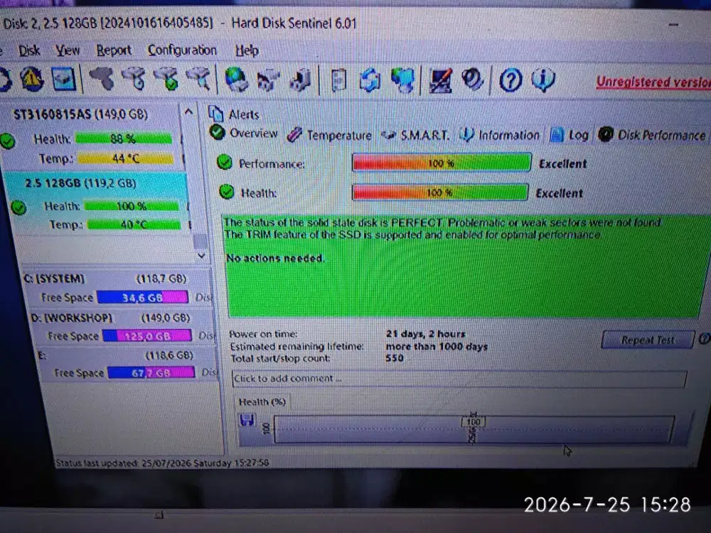 SSD sata 2,5 inch 128 GB laptop cpu PC murah sentinel 100% Komp murah