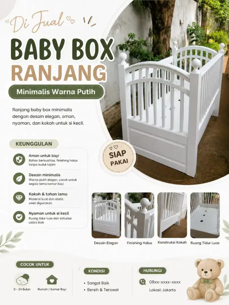 Baby box ranjang Bayi tempat tidur berpagar