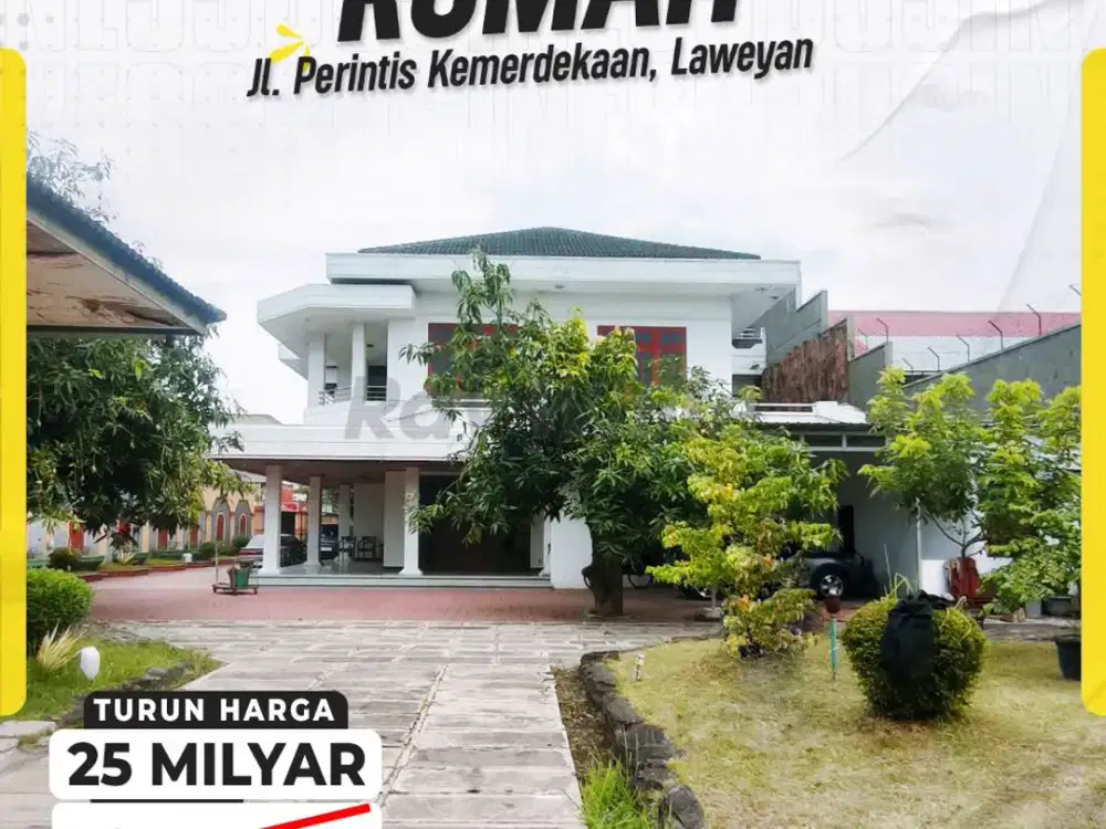 Rumah Mewah 2 Lantai Lahan Mega LT 2239m² Turun Harga Prime Location Jl. Perintis Kemerdekaan Laweyan Solo