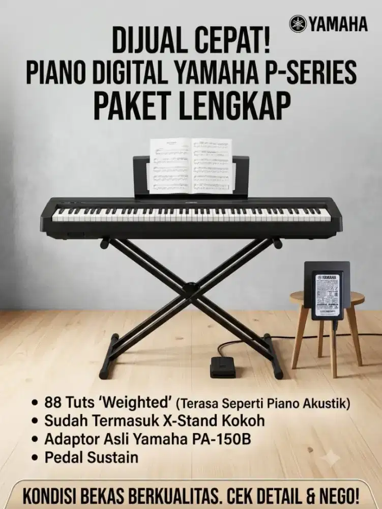 Piano Digital Yamaha P-45 Fullset (Stand, Pedal, Adaptor Ori)