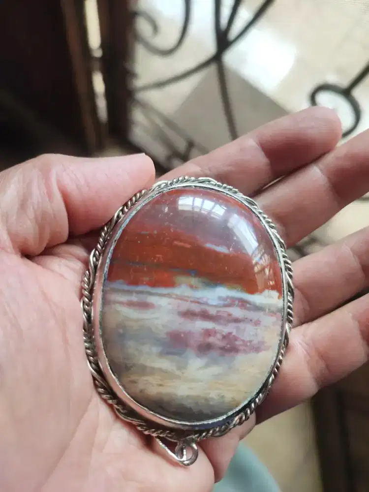 Batu MERAH PUTIH liontin pendant, jumbo, langka