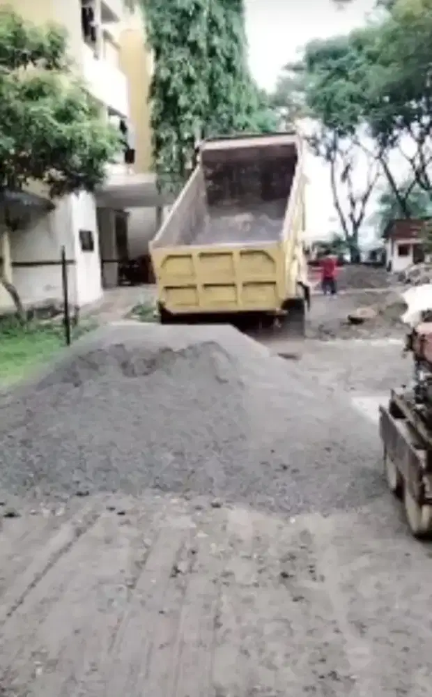 Material sirdam pasir ayak batu belah pondasi