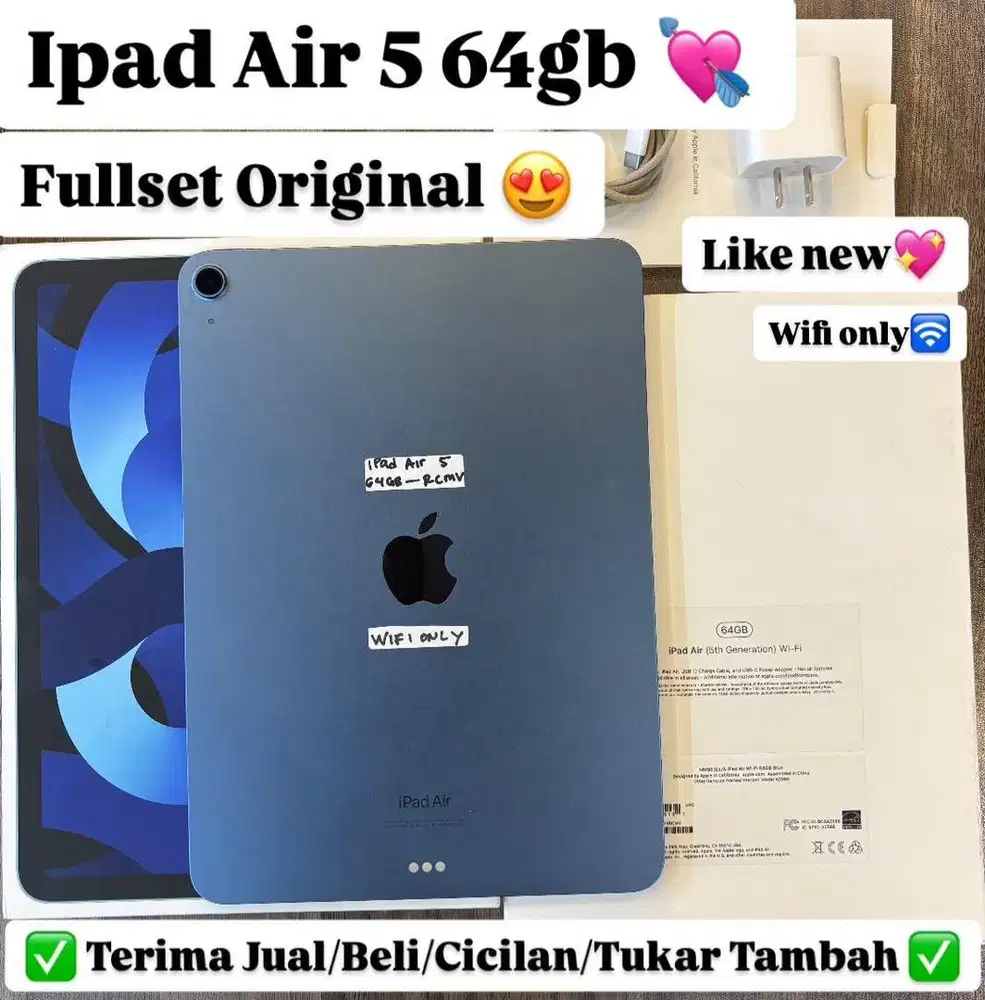 Ipad Air 5 M1 64 Gb Blue Fullset bisa cicilan tanpa dp