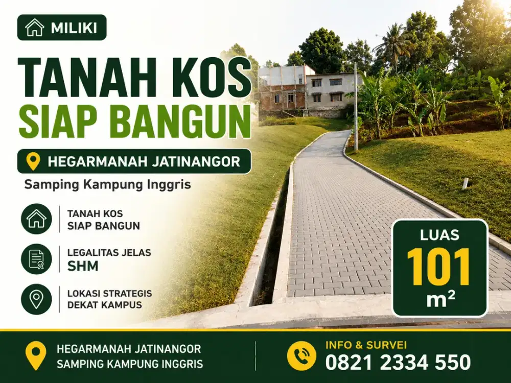 Tanah Kos Siap Bangun SHM Hegarmanah Jatinangor 101 m2 Samping Kampung Inggris