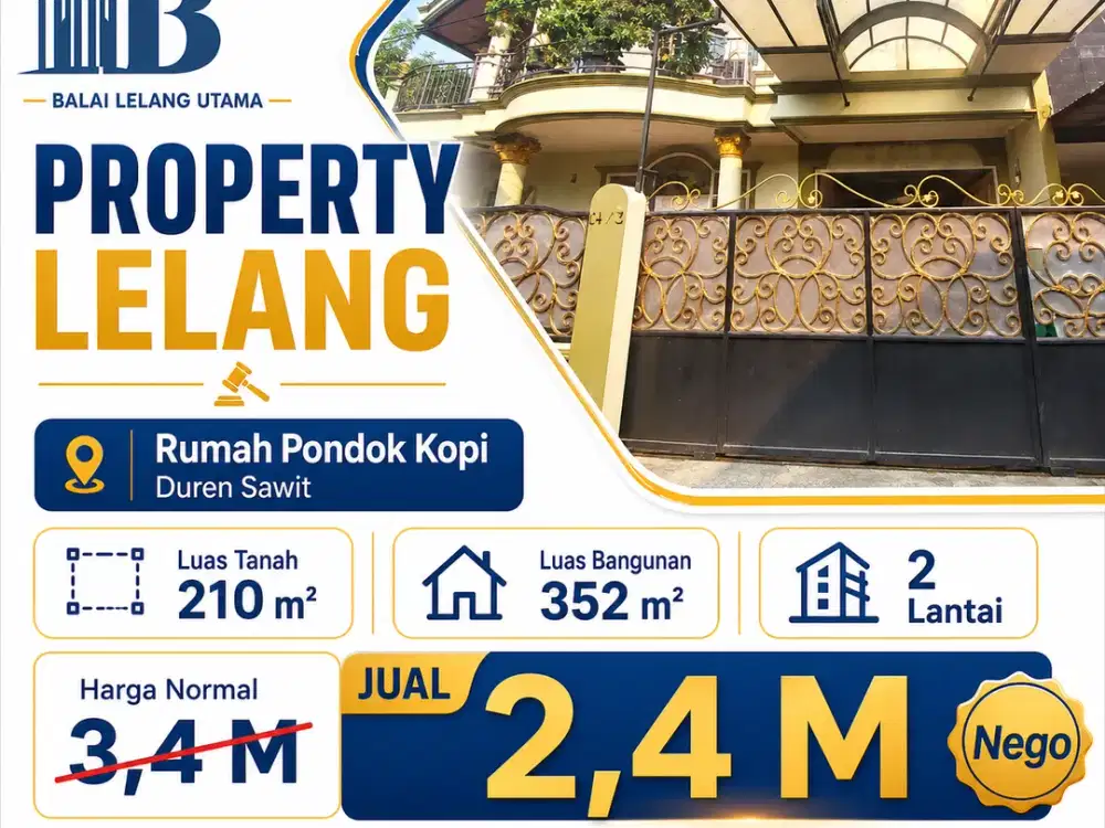 Rumah Luas 352m² Pondok Kopi – Di Bawah Pasar, Hemat 980 Juta!