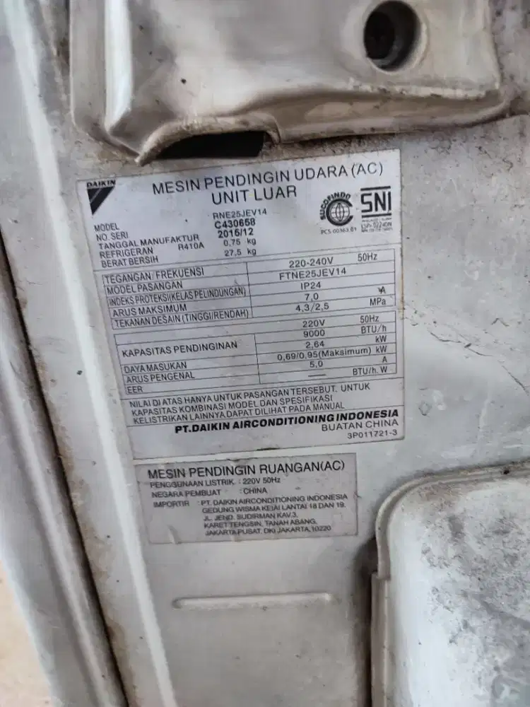 ac bekas Daikin china 1pk kondisi tidak dingin
