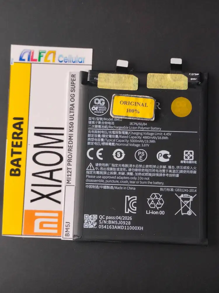 Baterai XIAOMI MI12T PRO/ Baterai XIAOMI REDMI K50 ULTRA Baterai BM-5J