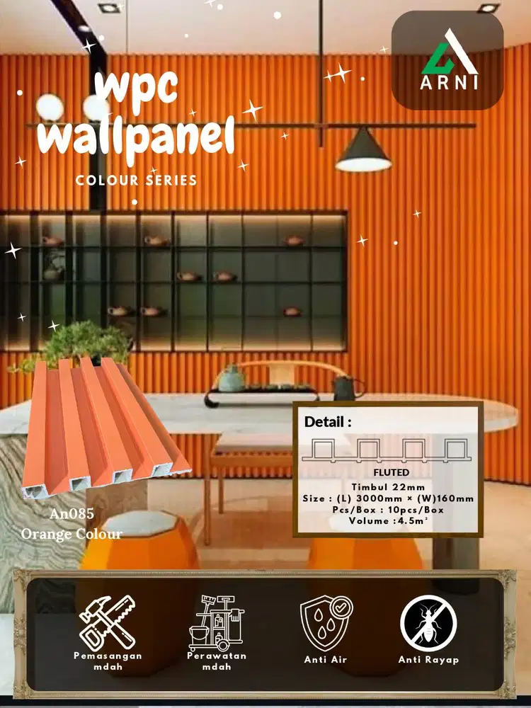 WPC Wallpanel Warna Solid | Wall Panel Dinding ARNI Panjang 3 Meter