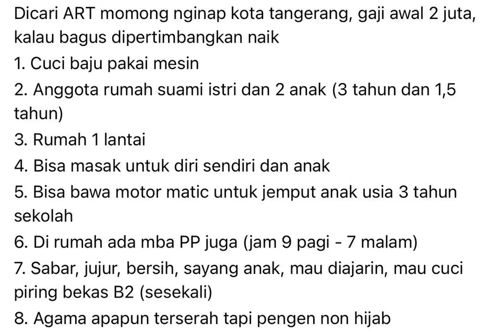 Mencari ART Momong menginap