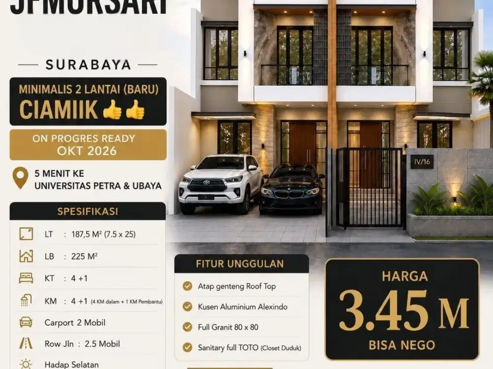 Dijual Rumah Jl Jemursari Surabaya