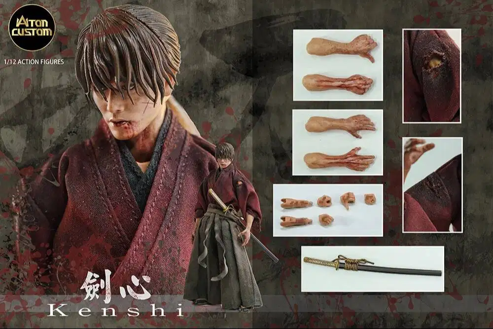 Atoncustom Rurouni Kenshin Himura 6 1/12 Action Figure Battle Damaged