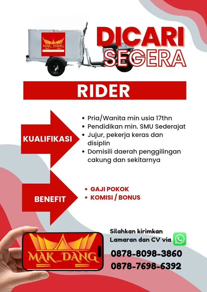 Lowongan Kerja Rider Jualan Nasi Padang Keliling