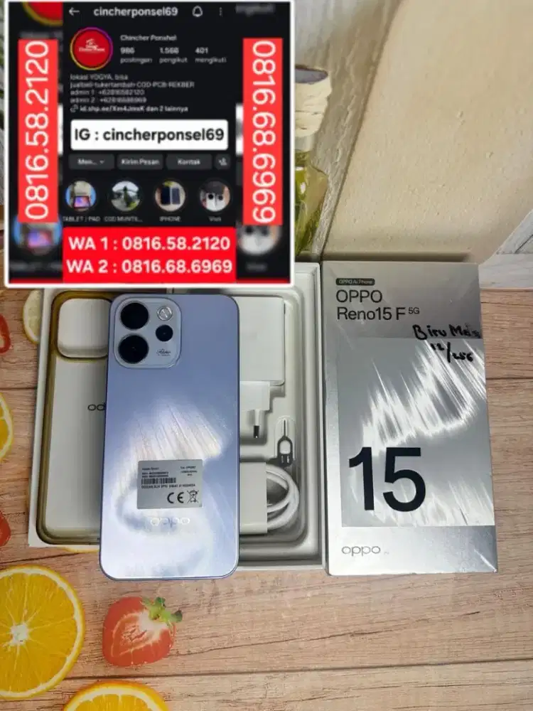 Jual HP Oppo Reno 15F 5G 12/256 garansi FEB 27 siap pakai