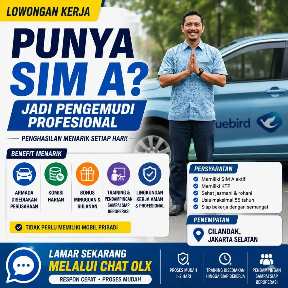 Lowongan SIM A | Mobil Disediakan | Komisi Harian | Bonus Bulanan