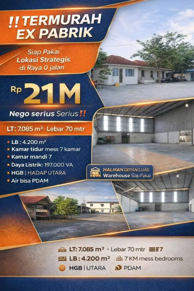 PALING MURAH! KOMERSIAL EX PABRIK CERME GRESIK STRATEGIS, IZIN LIMBAH