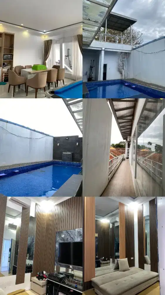 Jual rumah ada kolam renang nya sama meja bilyard
