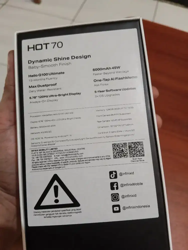infinix hot 70 ram 8+8 / 128