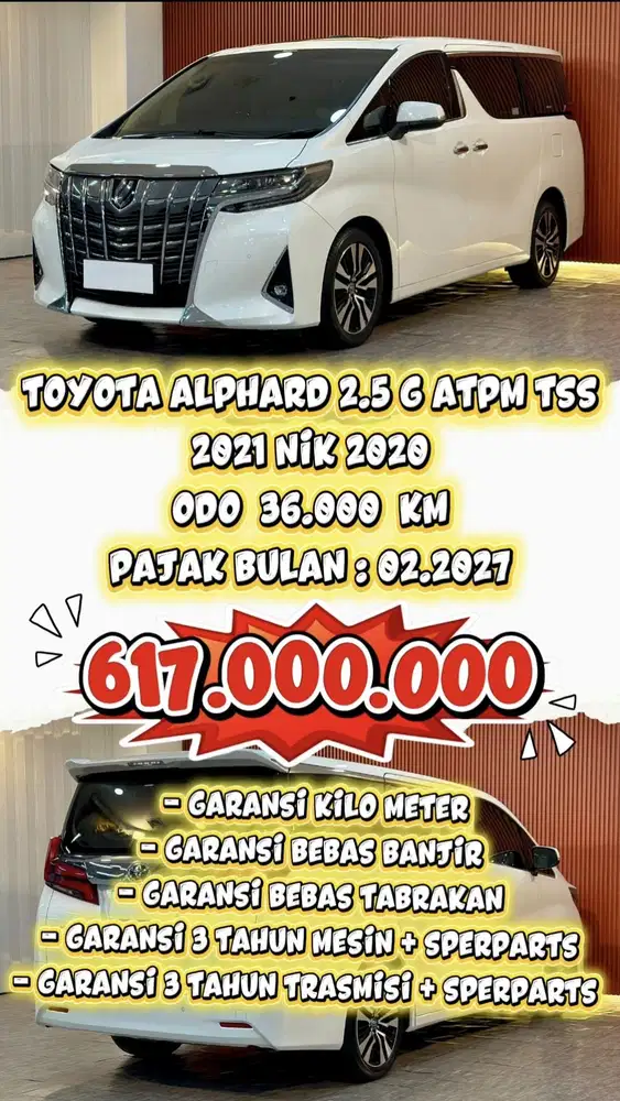 [ ODO 36.000 KM ] ALPHARD 2.5 G ATPM TSS AT 2021 NIK 2020