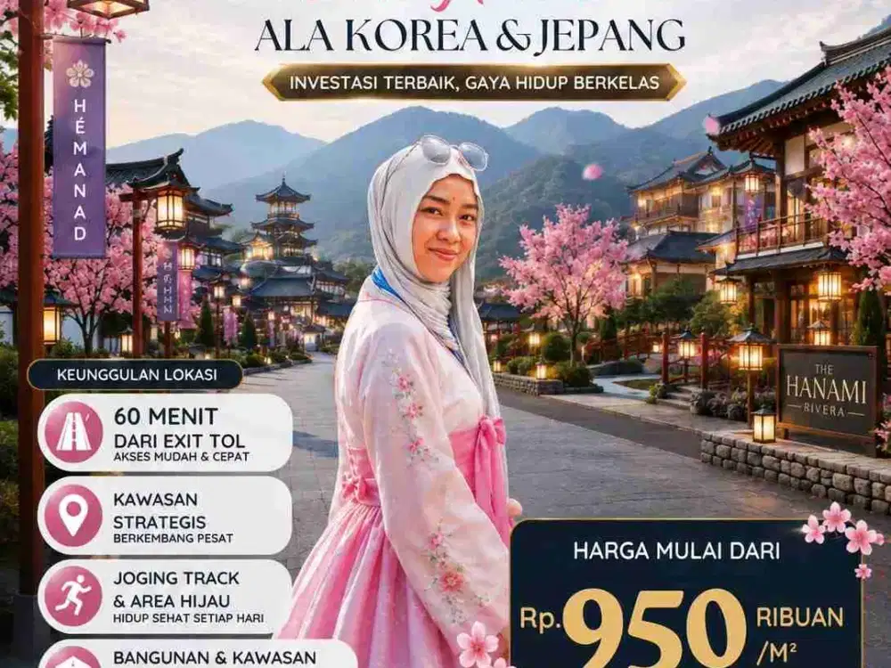 Tanah Kavling SHM Nuansa Jepang Korea Ada SUNGAI Strategis Dekat Jakarta 1 Jam dari TOL Cibubur Cileungsi Bogor