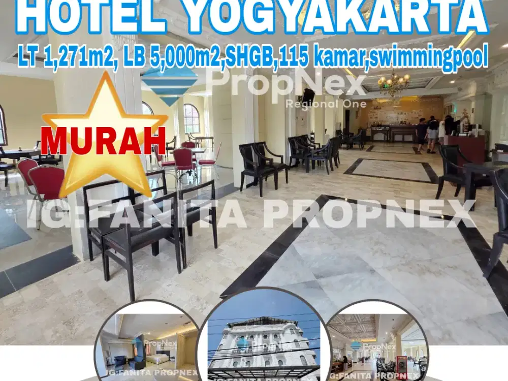 Ramai!Dijual hotel bintang 3 di Yogyakarta LT1271m2 LB5000m2,SHGB,115k