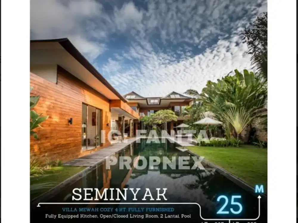 Dijual villa mewah di Seminyak,Bali LT 827m2 LB 955m2,swimmingpool,4BR