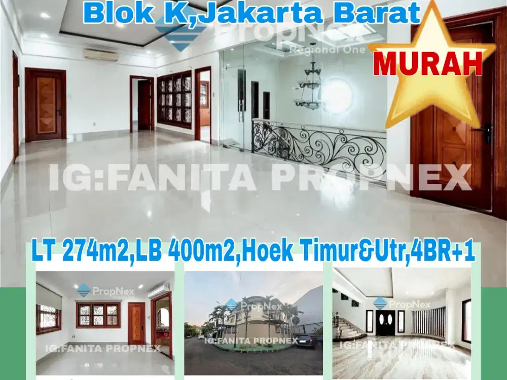 Dijual rumah mewah di Puri Indah blok K,JakBar LT274m2 LB400m2,Timur&U