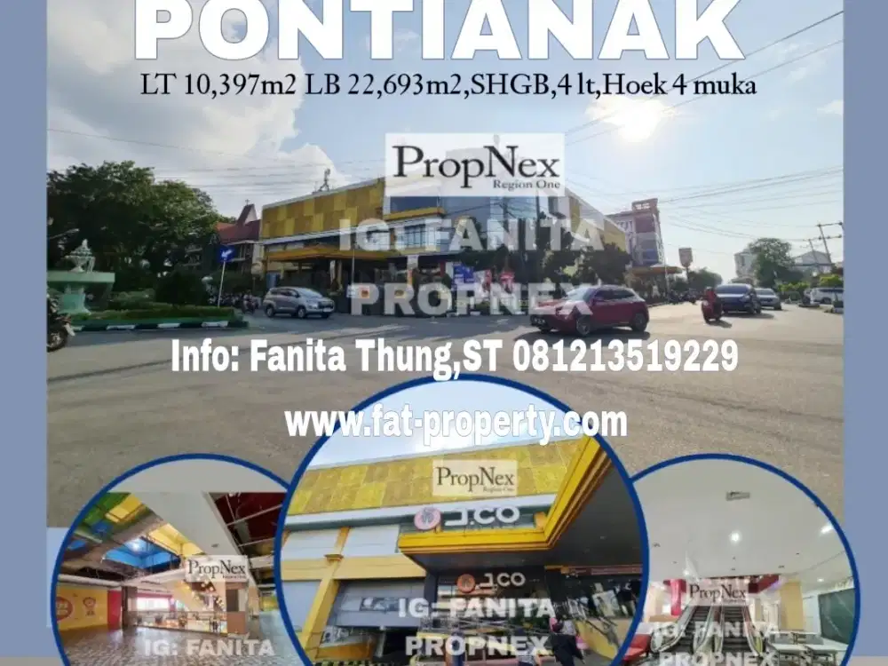 Wow dijual mal di pusat kota Pontianak,KalBar LT1Ha LB 2,2Ha,tingkat 4