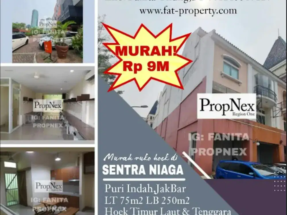 Dijual ruko Sentra Niaga Puri Indah hoek hadap jl raya Puri Indah