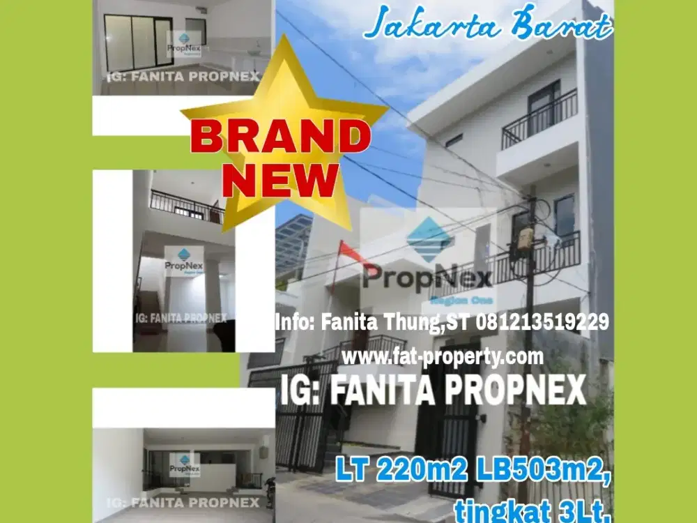 Dijual rumah baru di Greenvile,JakBar LT220m2 LB503m2,tingkat 3lt,5BR