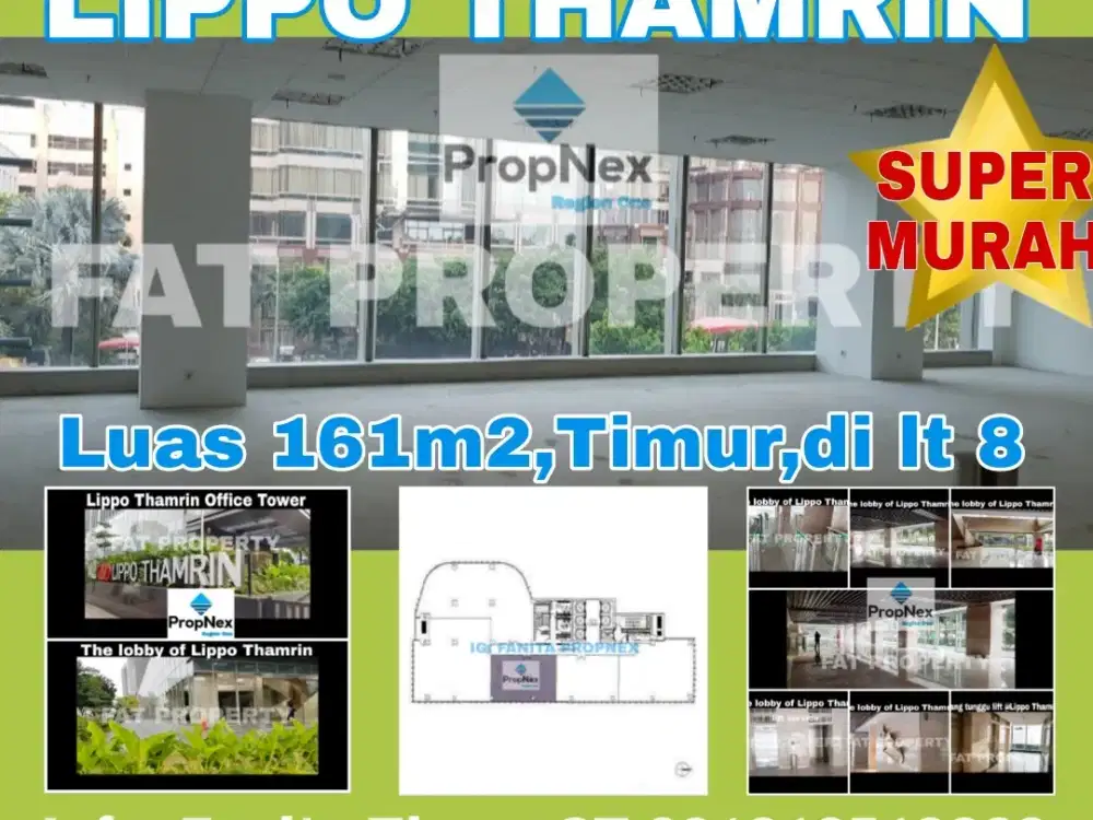 Dijual office space Lippo Thamrin 161m2 lt 8 view Timur