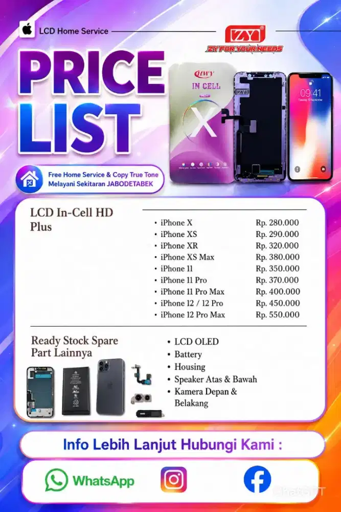 lcd iphone gratis pasang dan home service