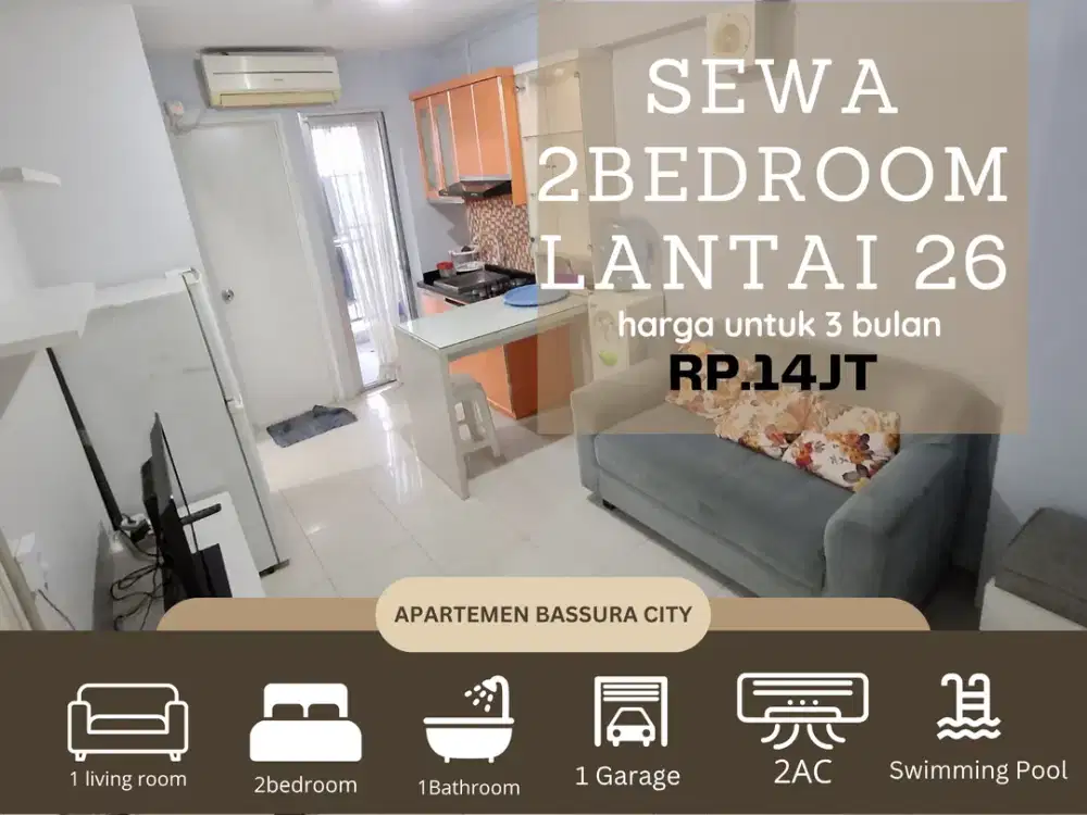 Disewakan 2kamar full furnish fasilitas tower terlengkap apartemen bassura city