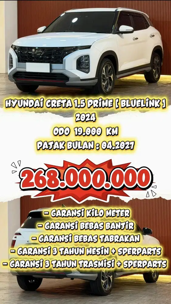 [ ODO 19.000 KM ] HYUNDAI CRETA 1.5 PRIME BLUELINK AT 2024