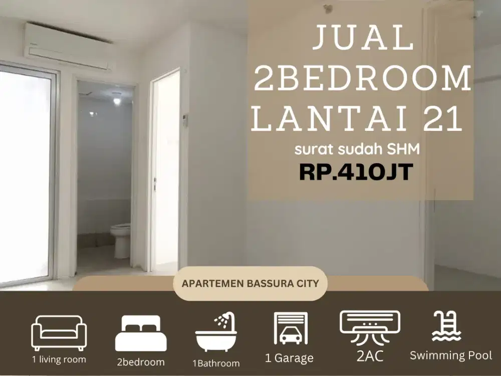 Jual BU 2kamar Unfurnished SHM apartemen bassura city