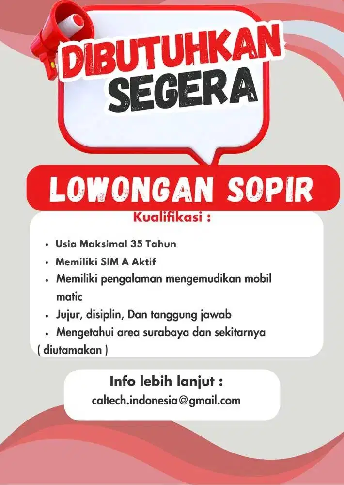 Di Cari Lowongan Kerja Sopir