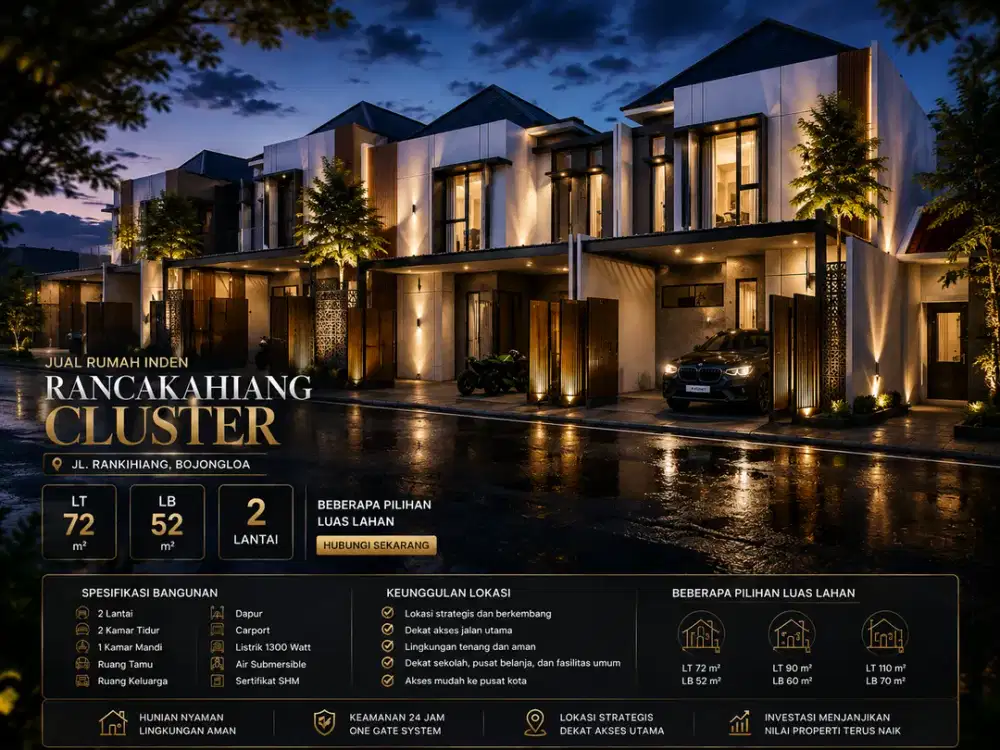 Rumah Inden Minimalis Modern SHM Rancakahiang Cluster Bojongloa