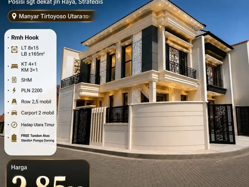 Dijual Rumah Jl Manyar Tirtoyoso Surabaya