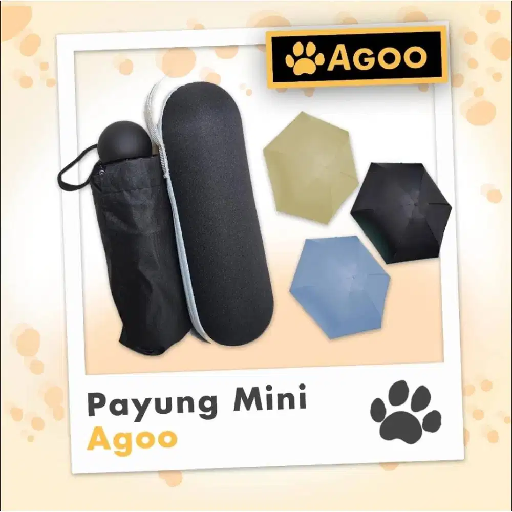 Payung Mini Lipat Manual AGOO 90cm Anti UV + Pouch - Black