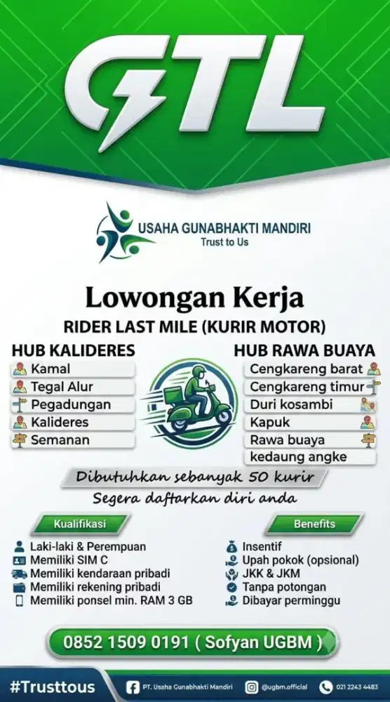 Lowongan kerja kurir GTL Jakarta Barat