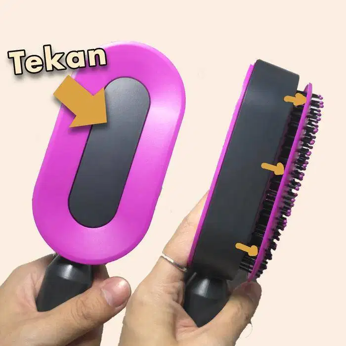 sisir rambut wanita premium self cleaning merk AGOO warna Pink