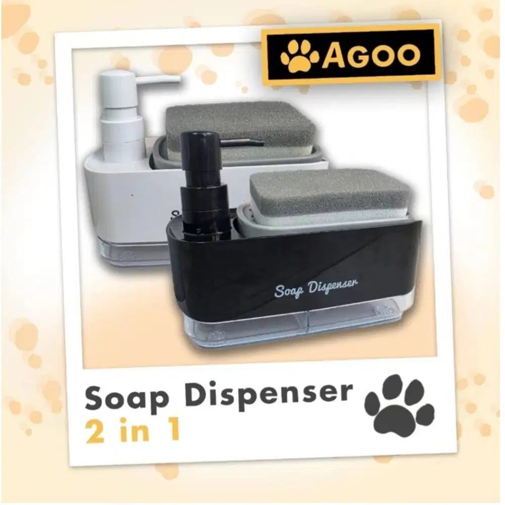 Tempat Sabun Cuci piring 2 in 1 soap dispenser free spons AGOO - Putih