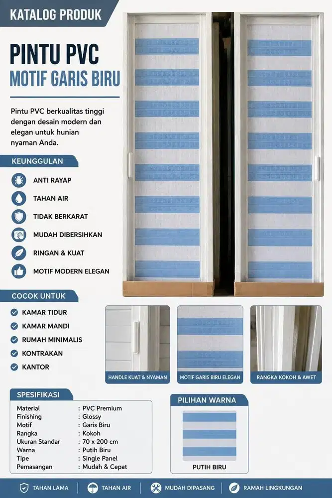 Pintu pvc kamar mandi anti air